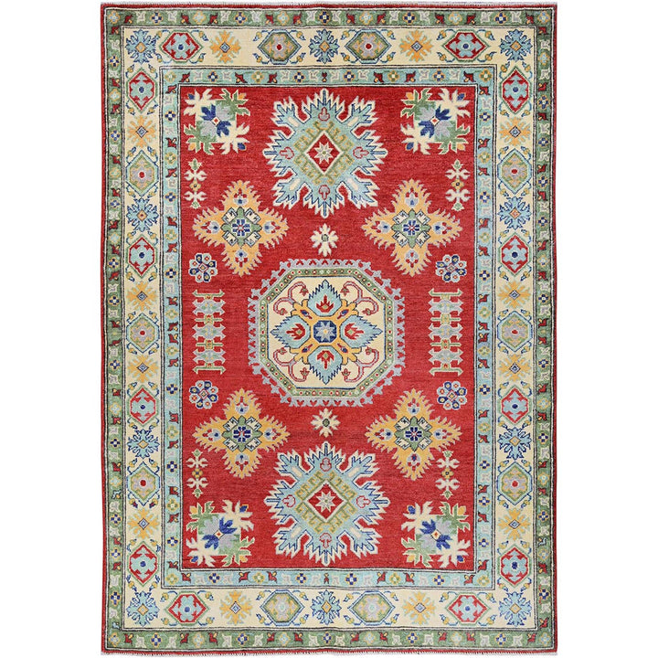 4'10" x 6'10" New Hand Knotted Red Wool Rectangle Oriental Rug - MOA102325