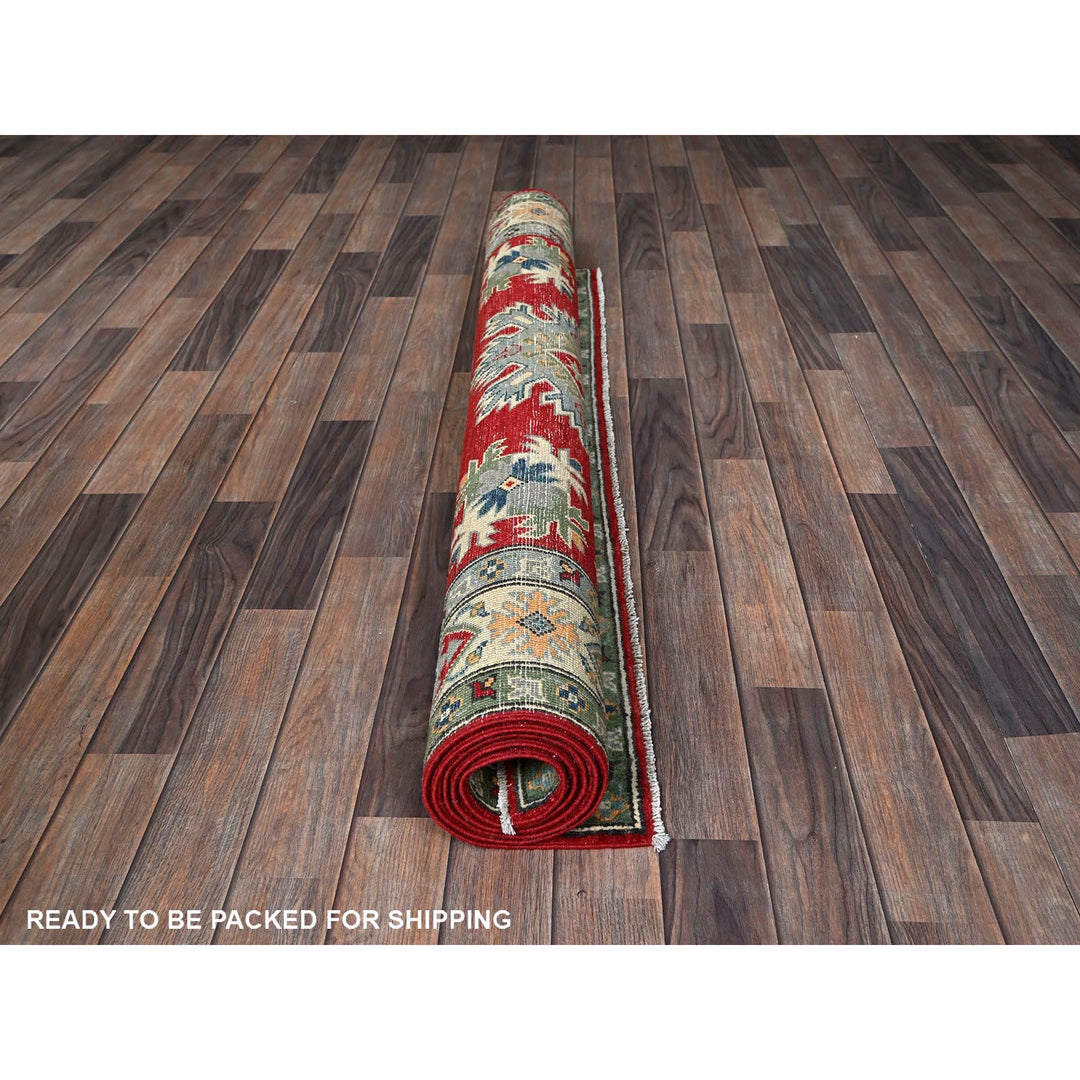 4'10" x 6'10" New Hand Knotted Red Wool Rectangle Oriental Rug - MOA102325