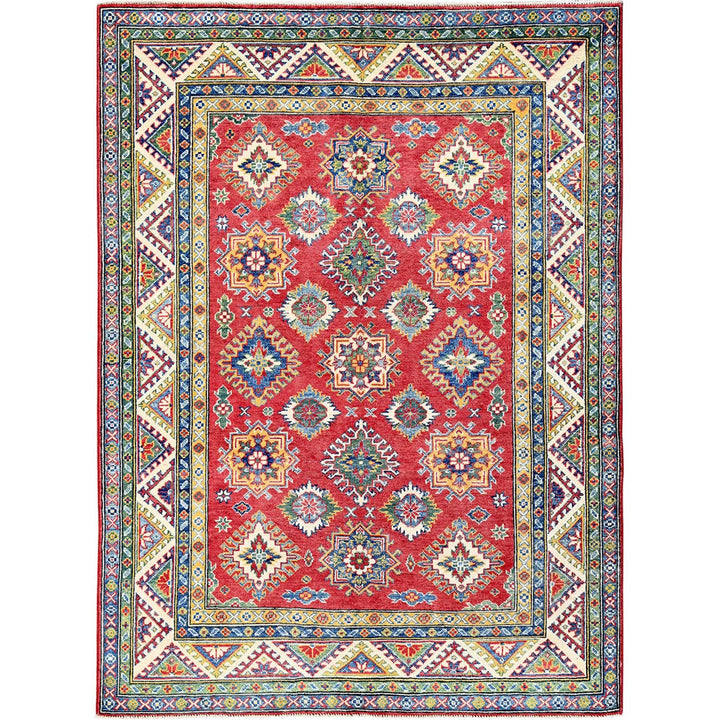 4'10" x 6'6" New Hand Knotted Red Wool Rectangle Oriental Rug - MOA102326