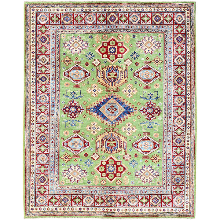 5'4" x 6'8" New Hand Knotted Green Wool Rectangle Oriental Rug - MOA102327