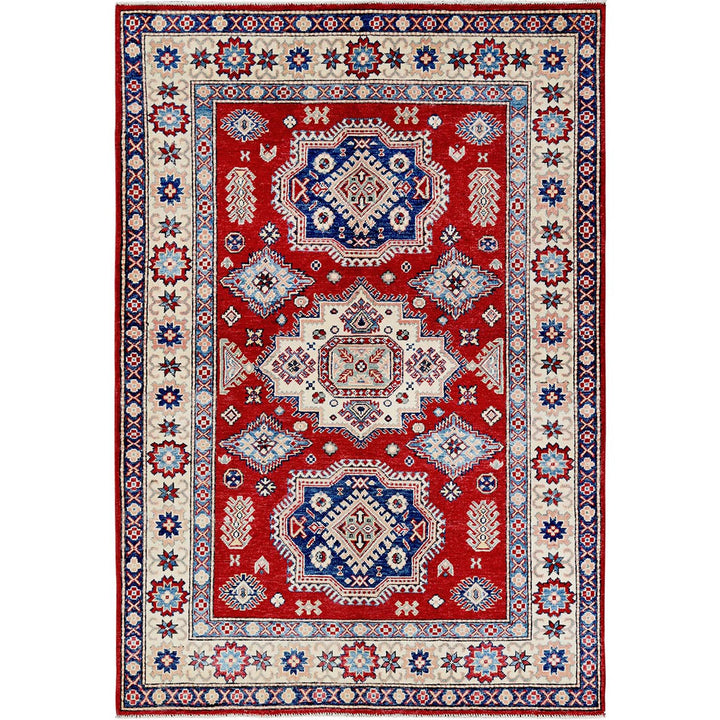 4'10" x 7'0" New Hand Knotted Red Wool Rectangle Oriental Rug - MOA102330