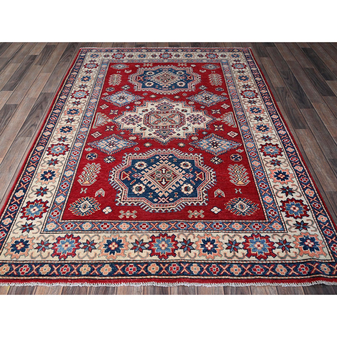4'10" x 7'0" New Hand Knotted Red Wool Rectangle Oriental Rug - MOA102330