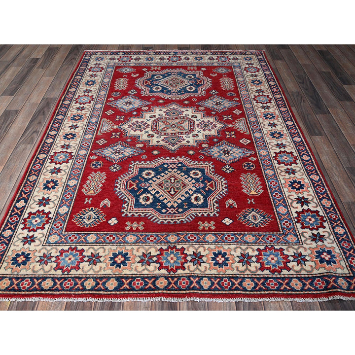 4'10" x 7'0" New Hand Knotted Red Wool Rectangle Oriental Rug - MOA102330