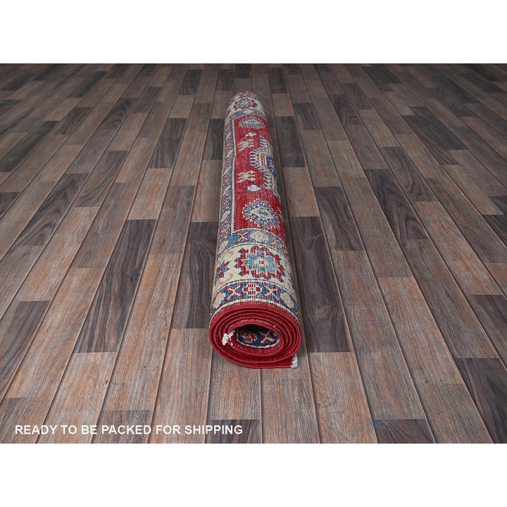 4'10" x 7'0" New Hand Knotted Red Wool Rectangle Oriental Rug - MOA102330