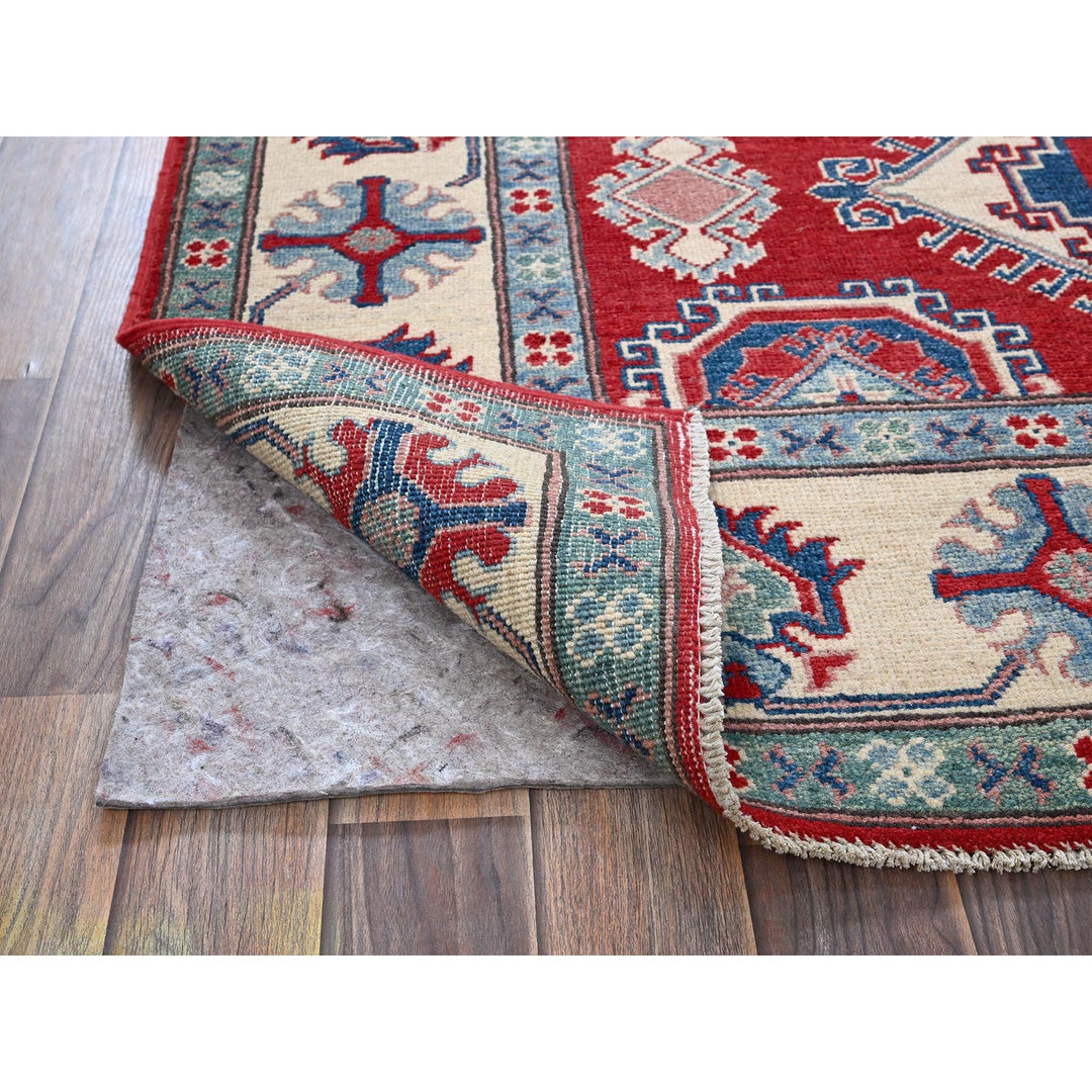 5'1" x 6'9" New Hand Knotted Red Wool Rectangle Oriental Rug - MOA102331