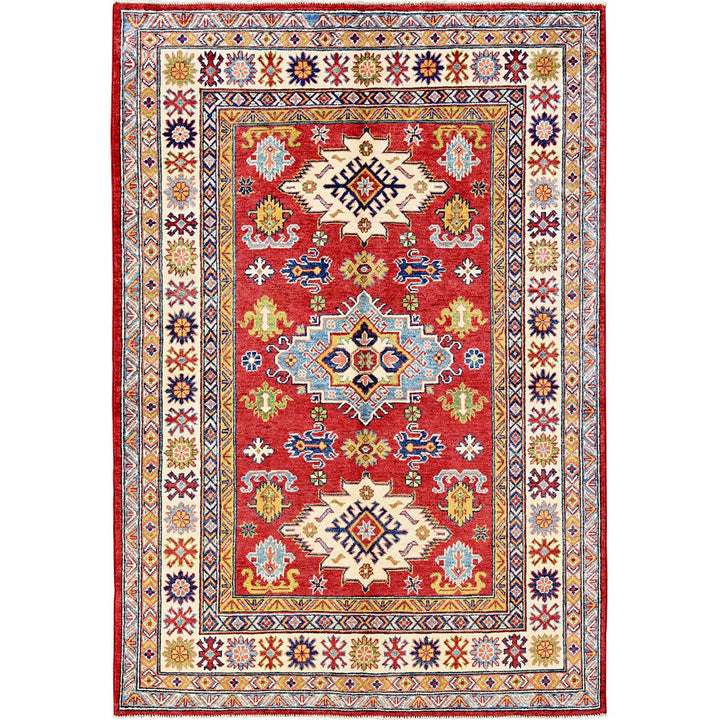 4'10" x 6'11" New Hand Knotted Red Wool Rectangle Oriental Rug - MOA102333