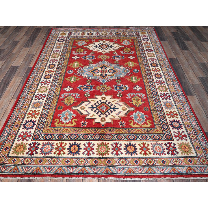 4'10" x 6'11" New Hand Knotted Red Wool Rectangle Oriental Rug - MOA102333