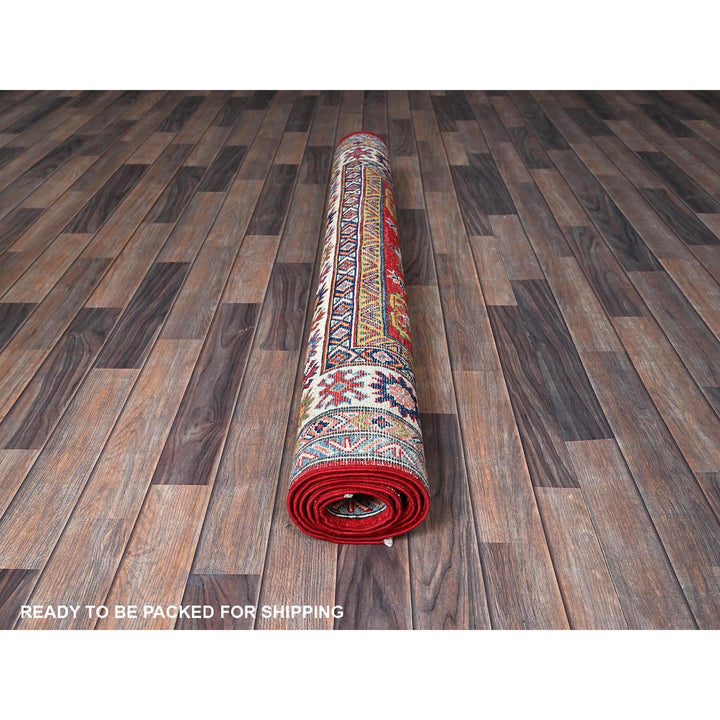 4'10" x 6'11" New Hand Knotted Red Wool Rectangle Oriental Rug - MOA102333