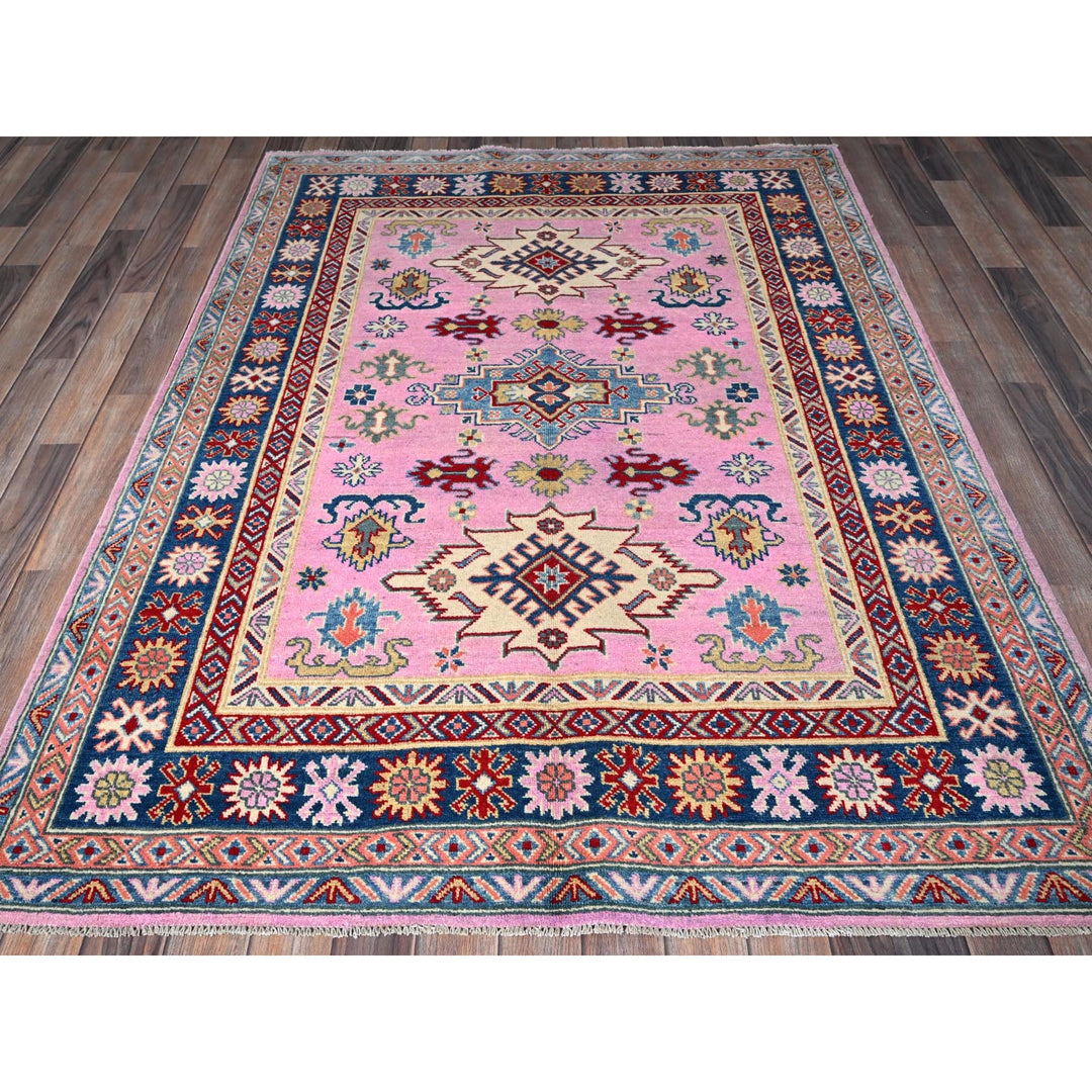 4'11" x 6'7" New Hand Knotted Pink Wool Rectangle Oriental Rug - MOA102334