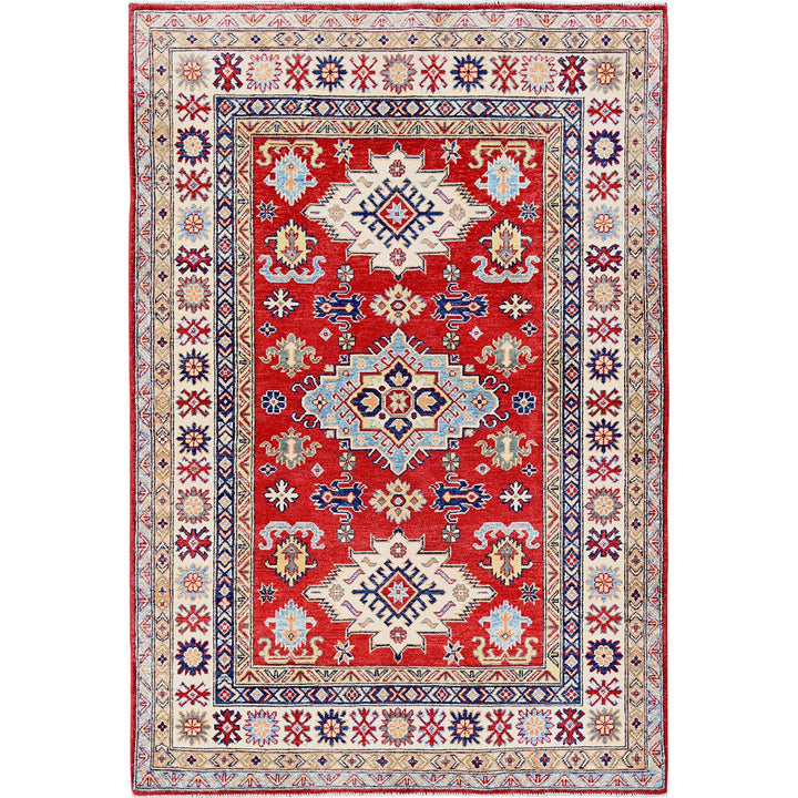 4'9" x 7'1" New Hand Knotted Red Wool Rectangle Oriental Rug - MOA102335