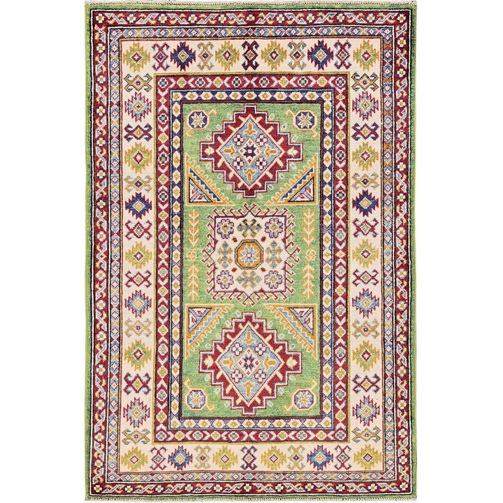 3'4" x 5'0" New Hand Knotted Green Wool Rectangle Oriental Rug - MOA102339