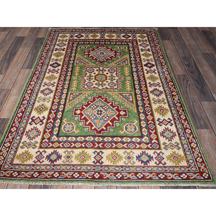 3'4" x 5'0" New Hand Knotted Green Wool Rectangle Oriental Rug - MOA102339