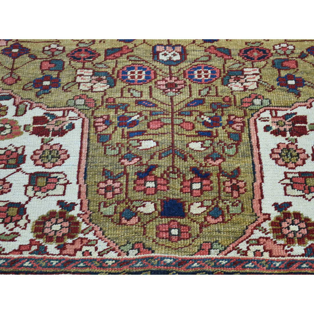 4'6" x 6'4" Vintage Hand Knotted Green Wool Rectangle Oriental Rug - MOA10234451