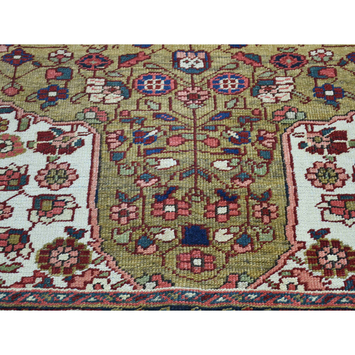 4'6" x 6'4" Vintage Hand Knotted Green Wool Rectangle Oriental Rug - MOA10234451