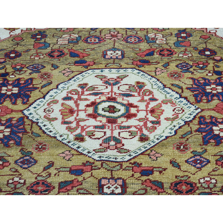 4'6" x 6'4" Vintage Hand Knotted Green Wool Rectangle Oriental Rug - MOA10234451