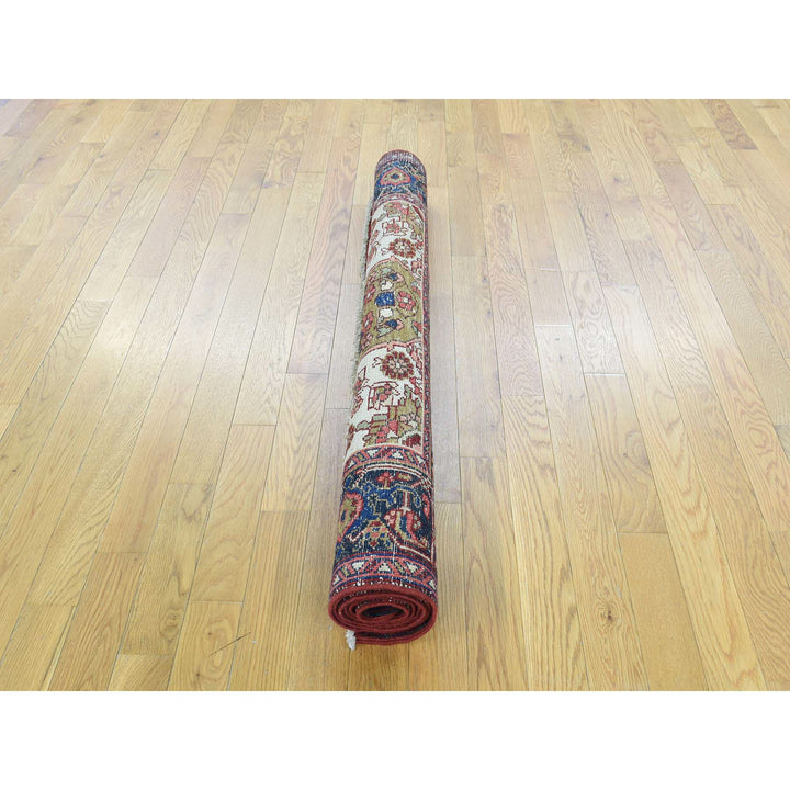 4'6" x 6'4" Vintage Hand Knotted Green Wool Rectangle Oriental Rug - MOA10234451