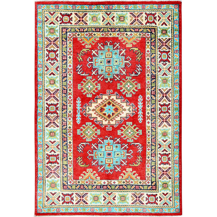 3'4" x 4'11" New Hand Knotted Red Wool Rectangle Oriental Rug - MOA102345