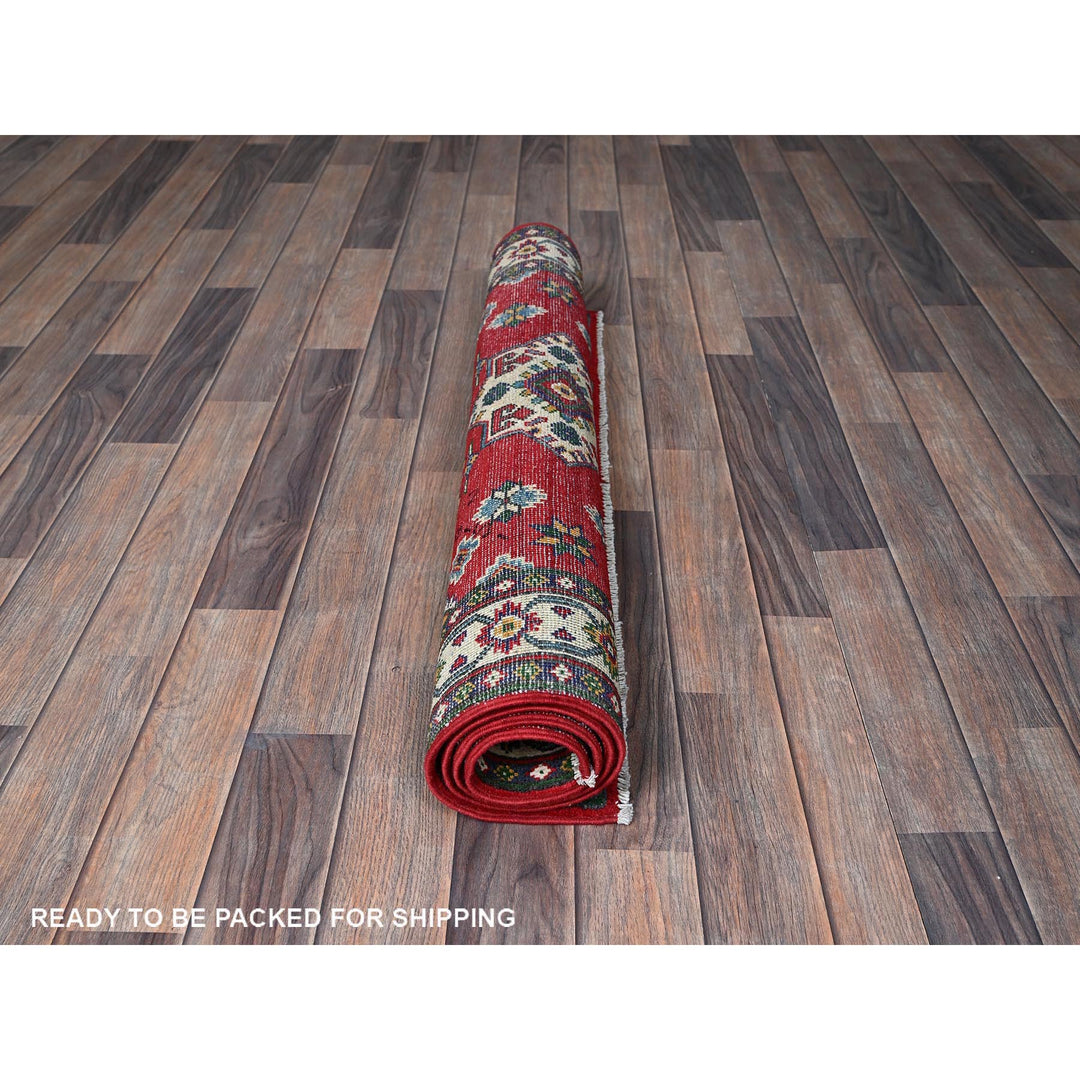 3'3" x 4'9" New Hand Knotted Red Wool Rectangle Oriental Rug - MOA102348