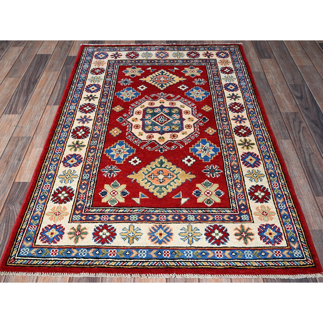 3'3" x 4'10" New Hand Knotted Red Wool Rectangle Oriental Rug - MOA102349