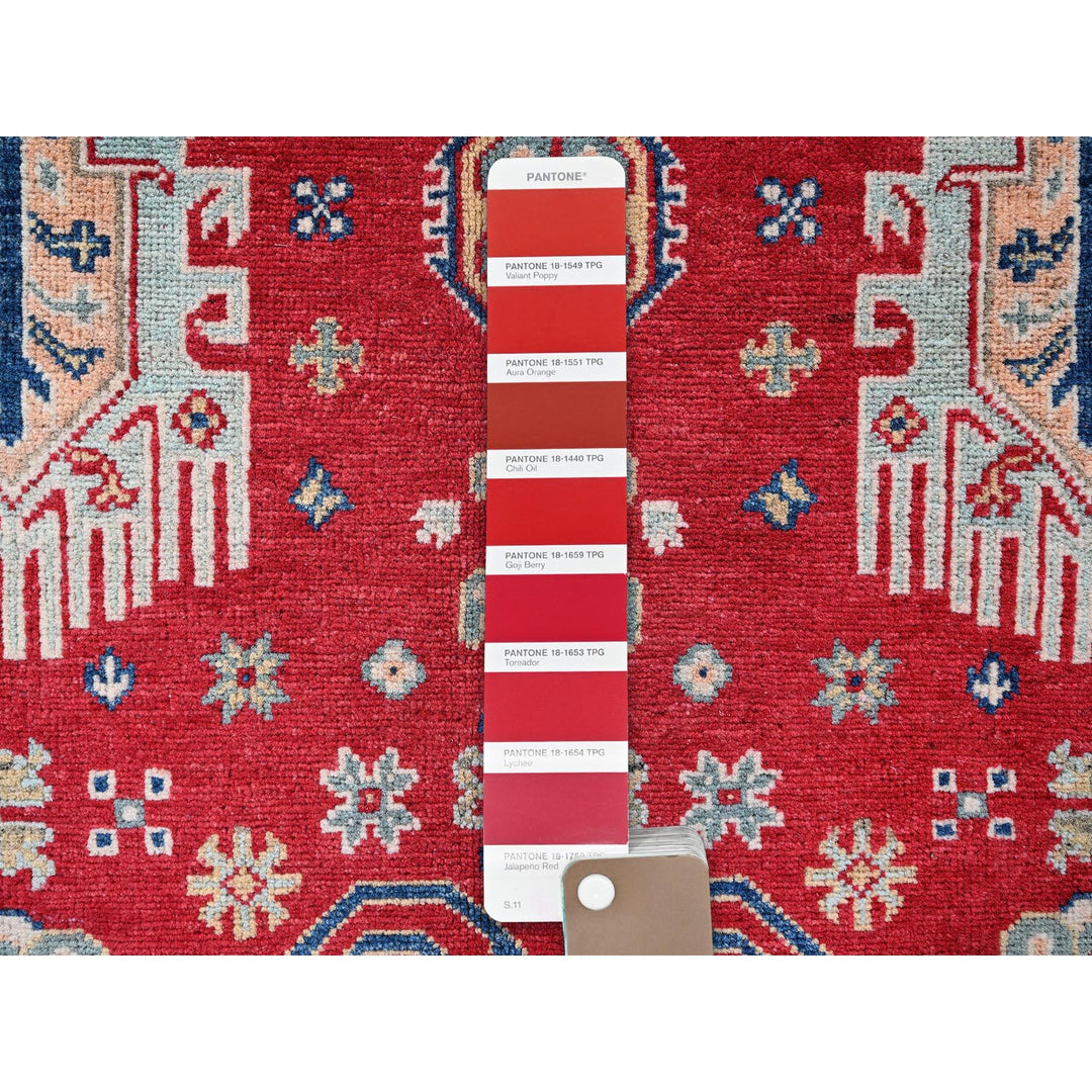 3'10" x 5'10" New Hand Knotted Red Wool Rectangle Oriental Rug - MOA102357