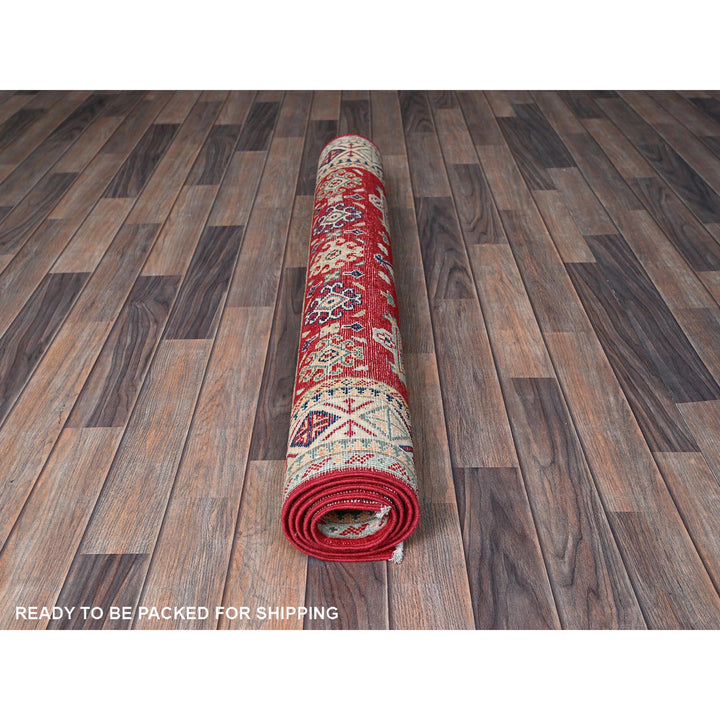 3'10" x 5'10" New Hand Knotted Red Wool Rectangle Oriental Rug - MOA102357