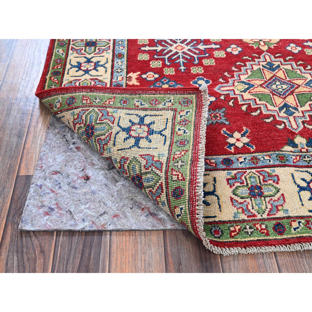 3'11" x 6'0" New Hand Knotted Red Wool Rectangle Oriental Rug - MOA102358