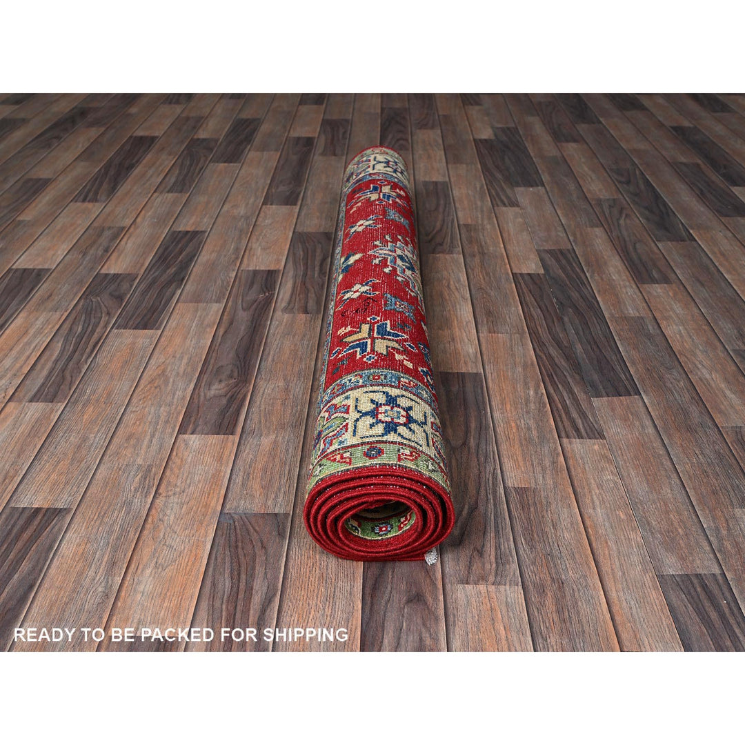 3'11" x 6'0" New Hand Knotted Red Wool Rectangle Oriental Rug - MOA102358