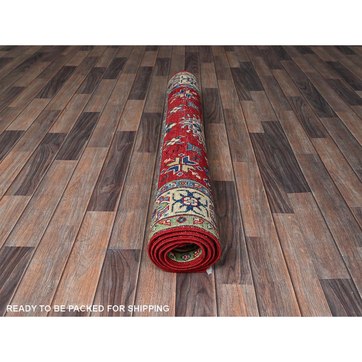 3'11" x 6'0" New Hand Knotted Red Wool Rectangle Oriental Rug - MOA102358