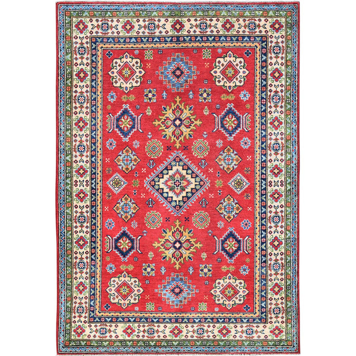 4'0" x 6'0" New Hand Knotted Red Wool Rectangle Oriental Rug - MOA102359