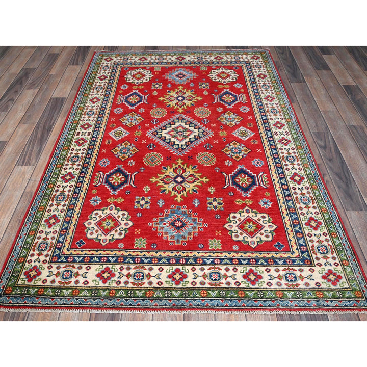 4'0" x 6'0" New Hand Knotted Red Wool Rectangle Oriental Rug - MOA102359