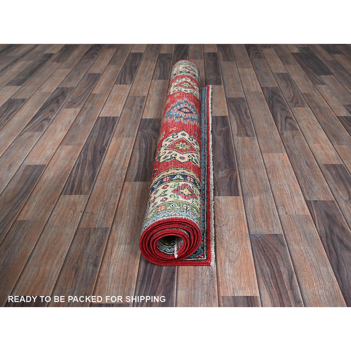4'0" x 6'0" New Hand Knotted Red Wool Rectangle Oriental Rug - MOA102359