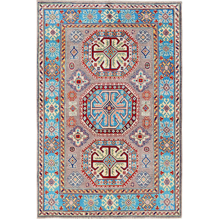 3'11" x 5'9" New Hand Knotted Grey Wool Rectangle Oriental Rug - MOA102360