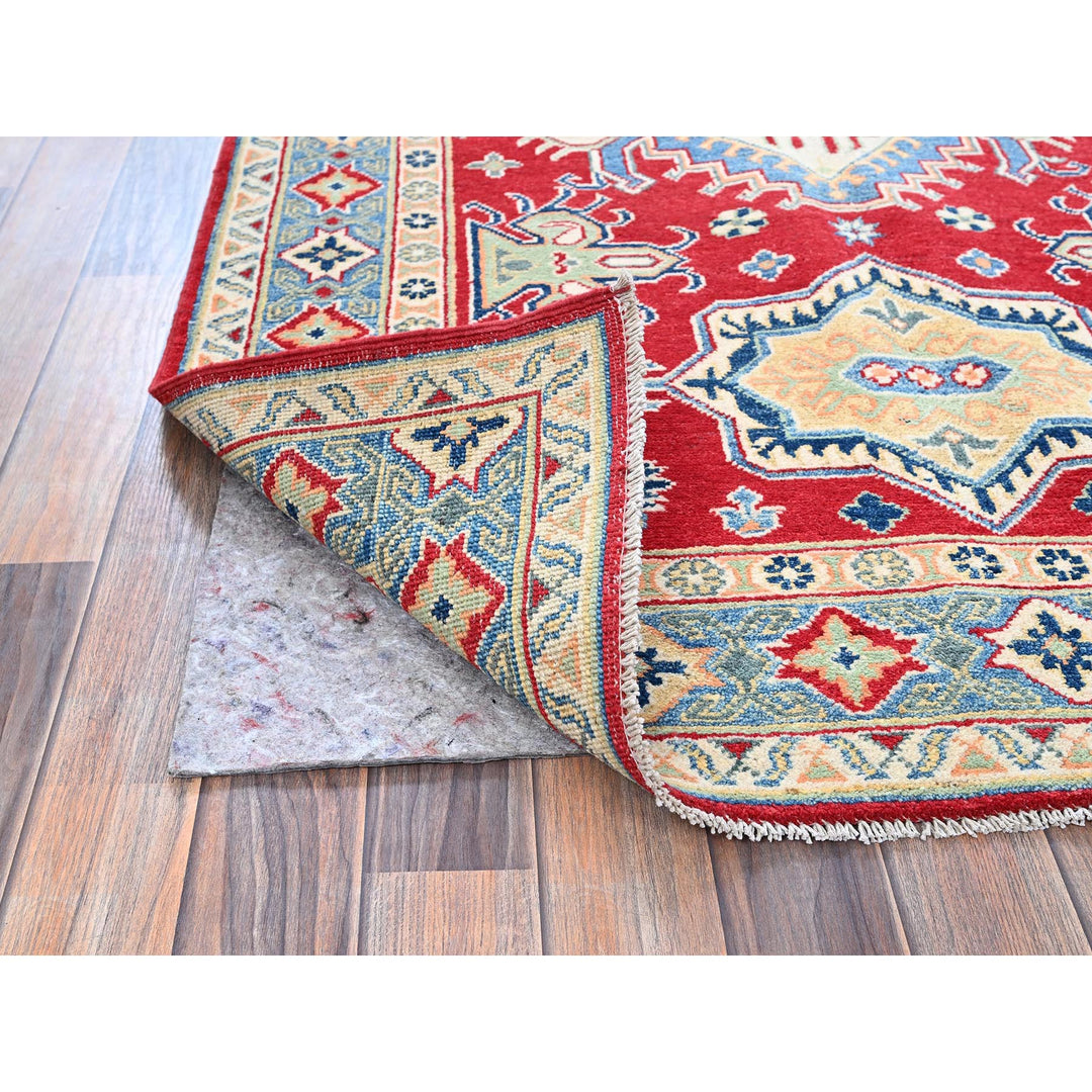 4'1" x 6'1" New Hand Knotted Red Wool Rectangle Oriental Rug - MOA102361