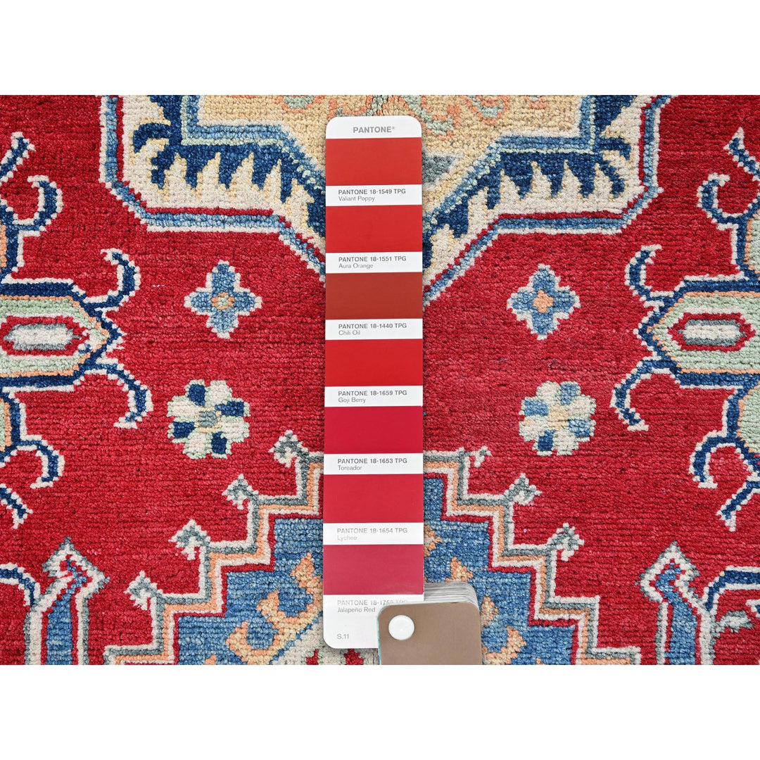 4'1" x 6'1" New Hand Knotted Red Wool Rectangle Oriental Rug - MOA102361