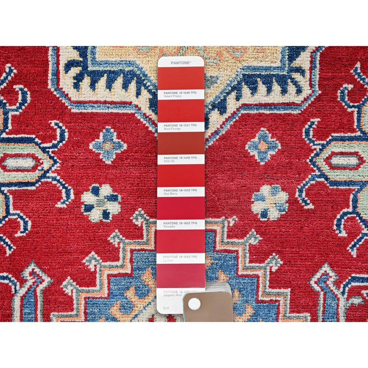 4'1" x 6'1" New Hand Knotted Red Wool Rectangle Oriental Rug - MOA102361