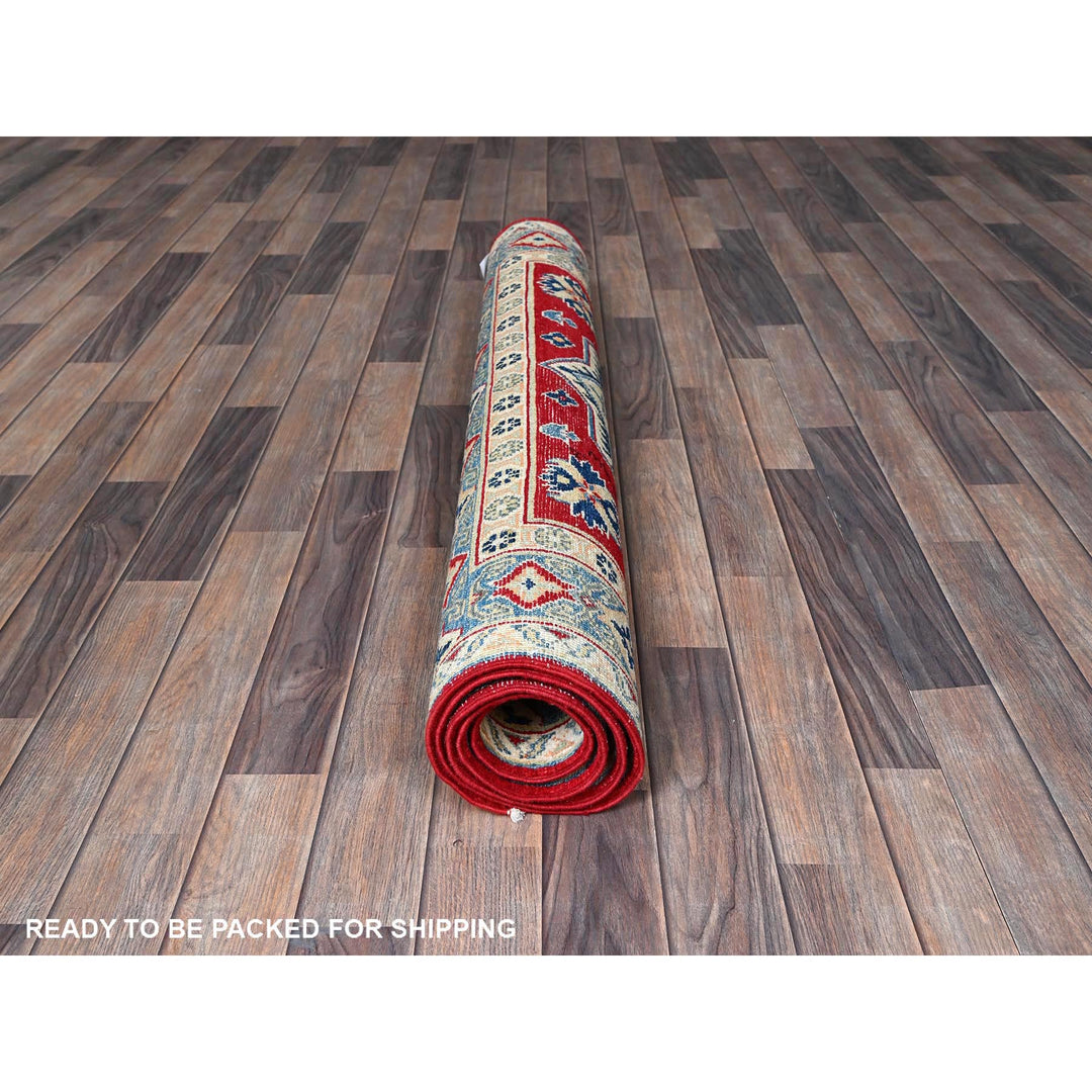 4'1" x 6'1" New Hand Knotted Red Wool Rectangle Oriental Rug - MOA102361