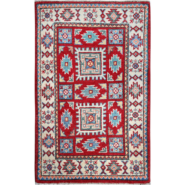1'11" x 3'0" New Hand Knotted Red Wool Rectangle Oriental Rug - MOA102362
