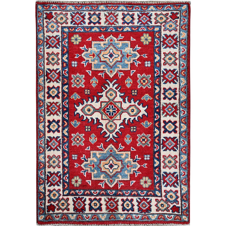 2'2" x 2'11" New Hand Knotted Red Wool Rectangle Oriental Rug - MOA102363