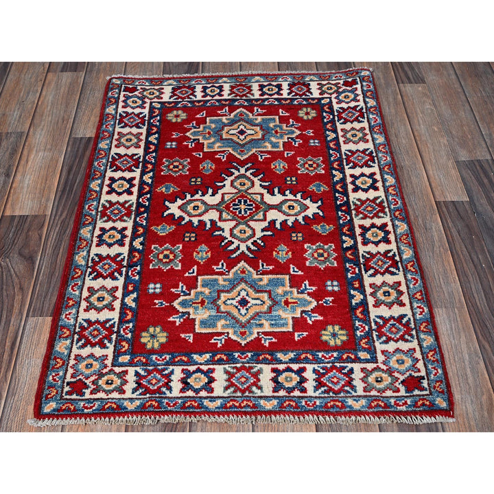 2'2" x 2'11" New Hand Knotted Red Wool Rectangle Oriental Rug - MOA102363