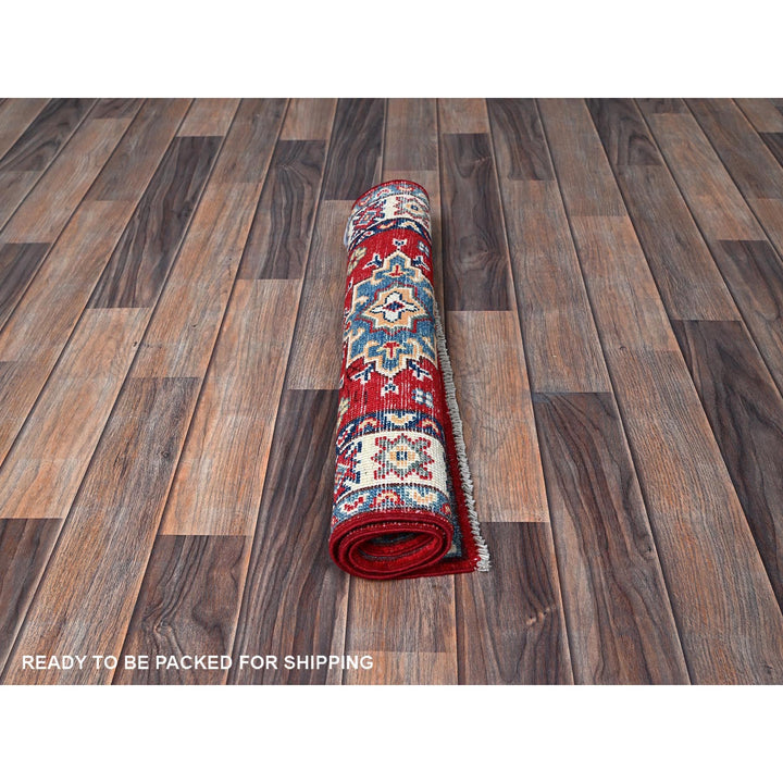 2'2" x 2'11" New Hand Knotted Red Wool Rectangle Oriental Rug - MOA102363