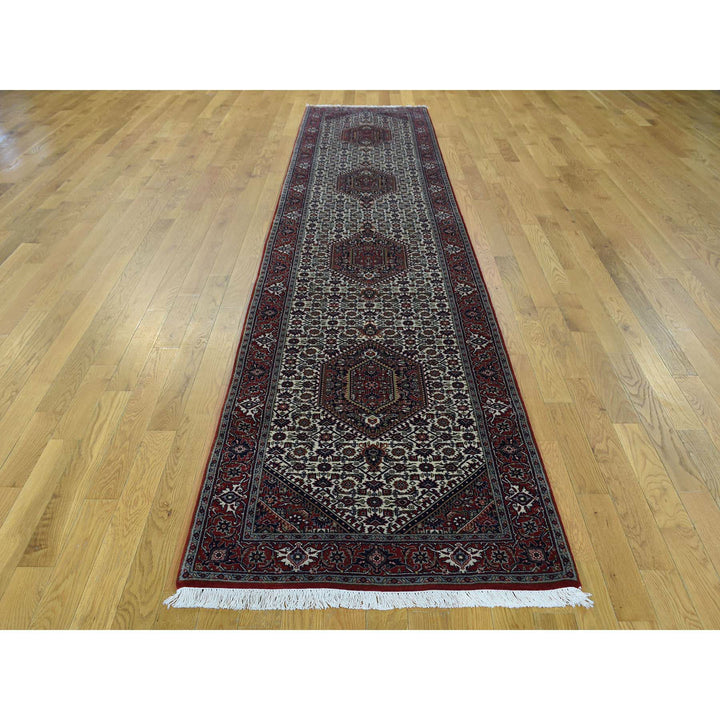 2'9" x 12'10" New Hand Knotted Ivory Wool Runner Oriental Rug - MOA10236523