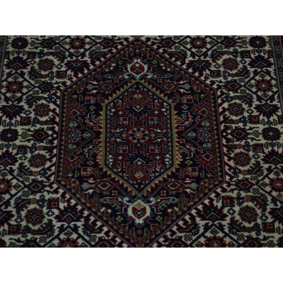 2'9" x 12'10" New Hand Knotted Ivory Wool Runner Oriental Rug - MOA10236523