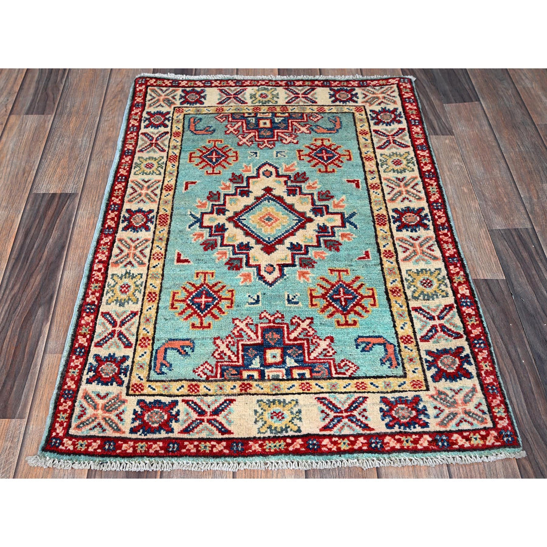 2'1" x 3'0" New Hand Knotted Blue Wool Rectangle Oriental Rug - MOA102365