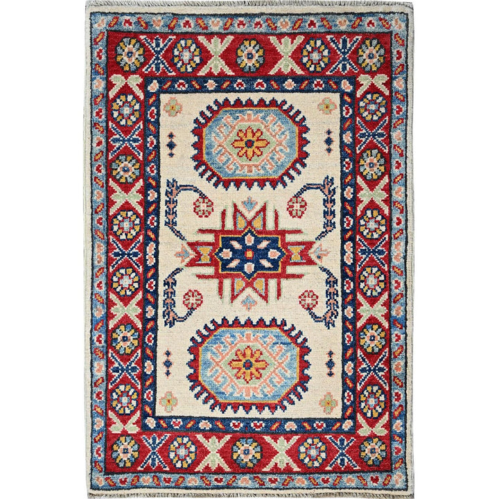 1'11" x 3'1" New Hand Knotted Ivory Wool Rectangle Oriental Rug - MOA102366