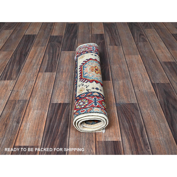1'11" x 3'1" New Hand Knotted Ivory Wool Rectangle Oriental Rug - MOA102366