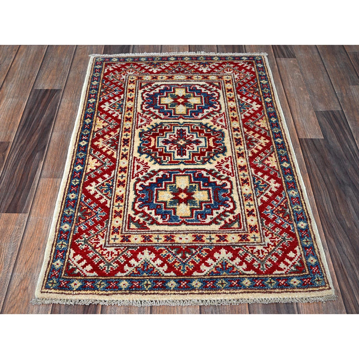 1'11" x 2'11" New Hand Knotted Ivory Wool Rectangle Oriental Rug - MOA102367