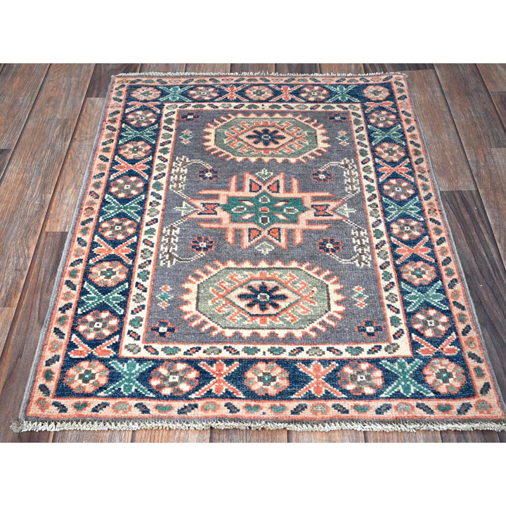 2'0" x 2'8" New Hand Knotted Grey Wool Rectangle Oriental Rug - MOA102368