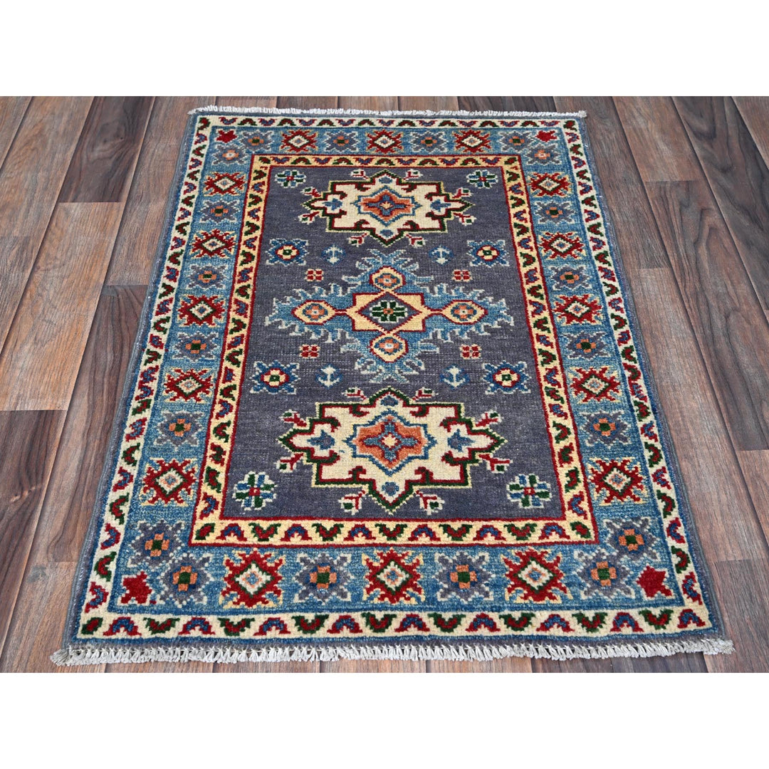 2'0" x 2'11" New Hand Knotted Grey Wool Rectangle Oriental Rug - MOA102369
