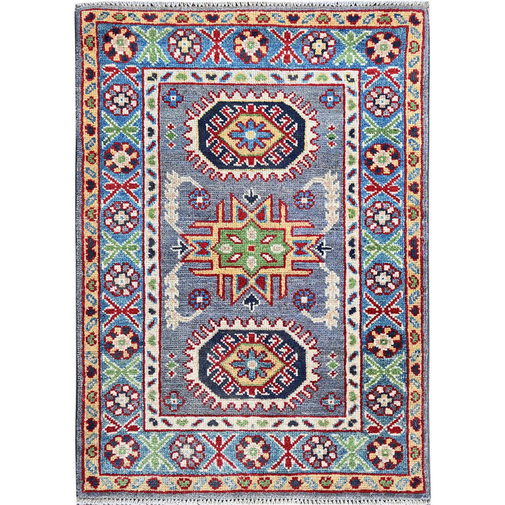 2'1" x 3'0" New Hand Knotted Grey Wool Rectangle Oriental Rug - MOA102370