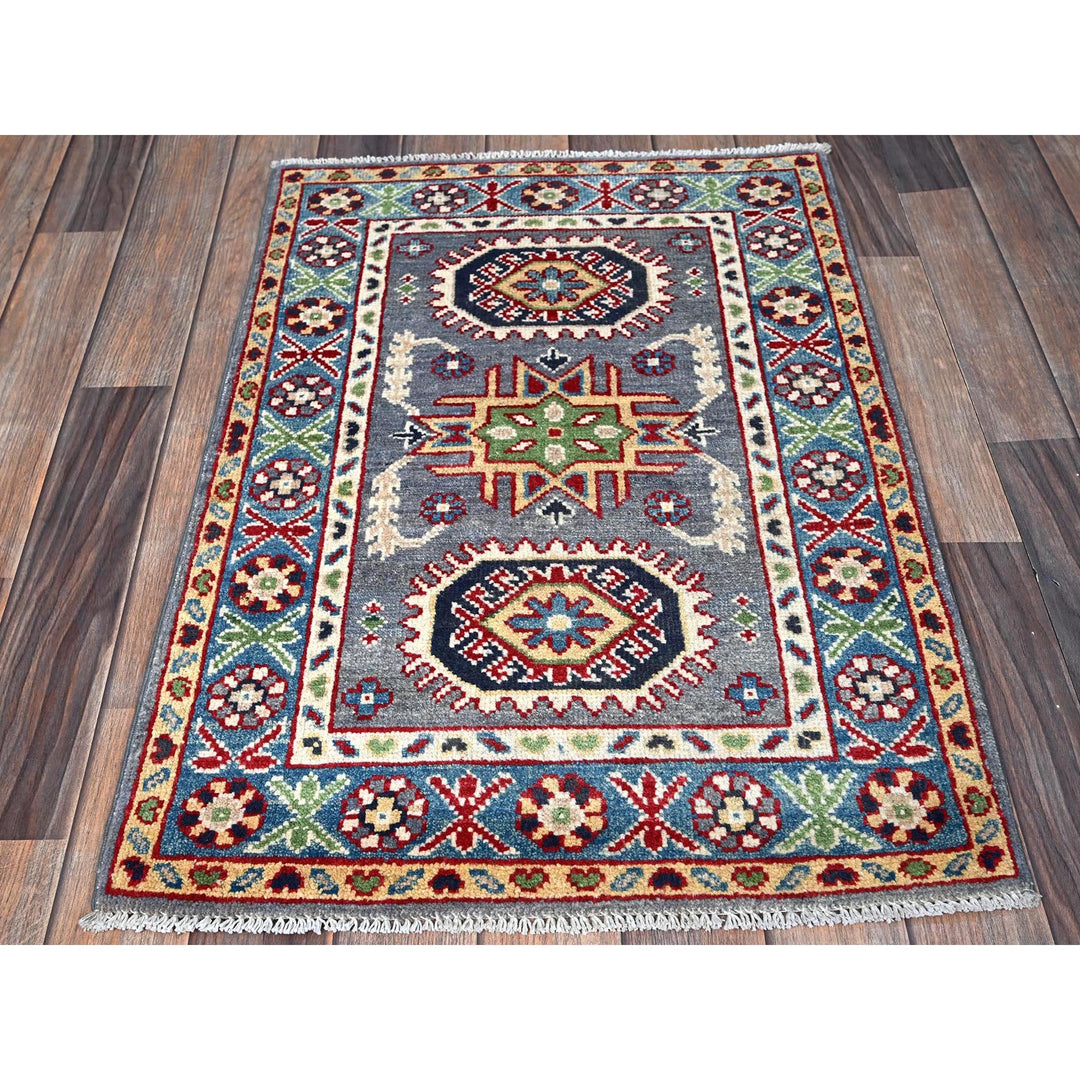 2'1" x 3'0" New Hand Knotted Grey Wool Rectangle Oriental Rug - MOA102370